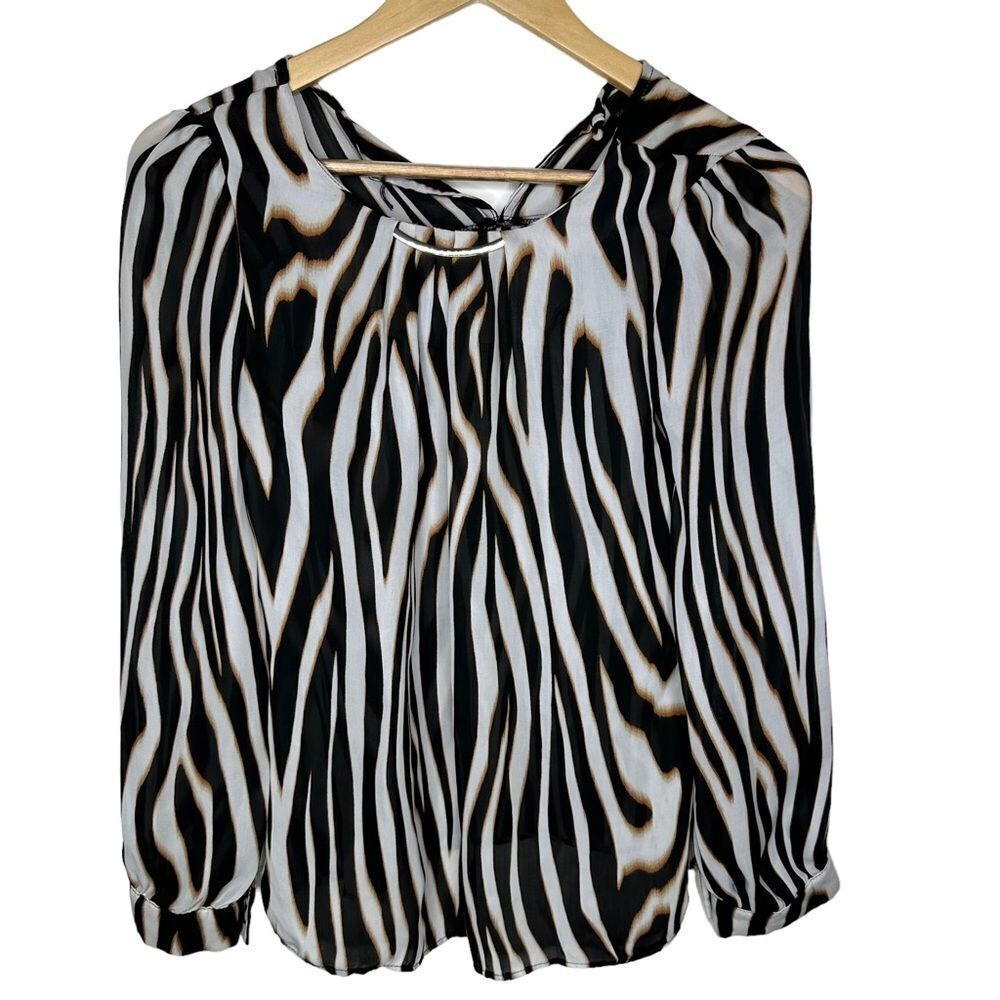New Look Zebra Print Blouse - Black and White